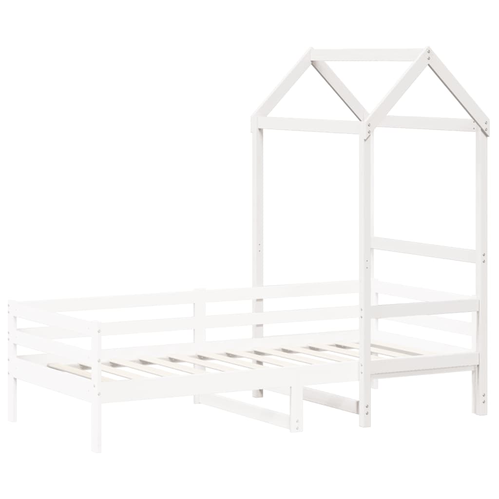 Kids' Bed Roof White 108x70x176.5 cm Solid Wood Pine