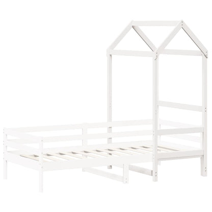 Kids' Bed Roof White 108x70x176.5 cm Solid Wood Pine