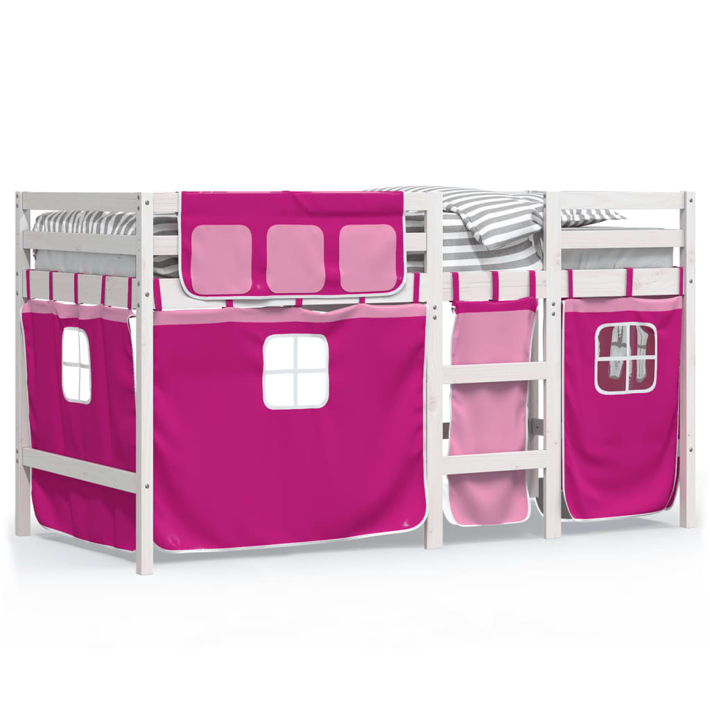 Kids' Loft Bed with Curtains without Mattress Pink 80x200 cm