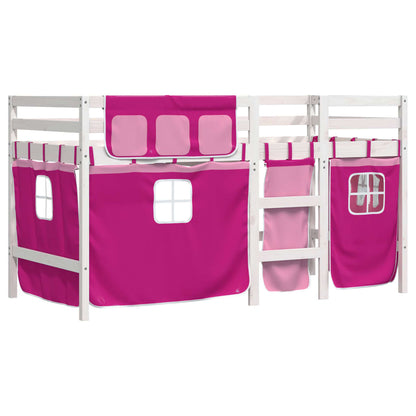 Kids' Loft Bed with Curtains without Mattress Pink 80x200 cm