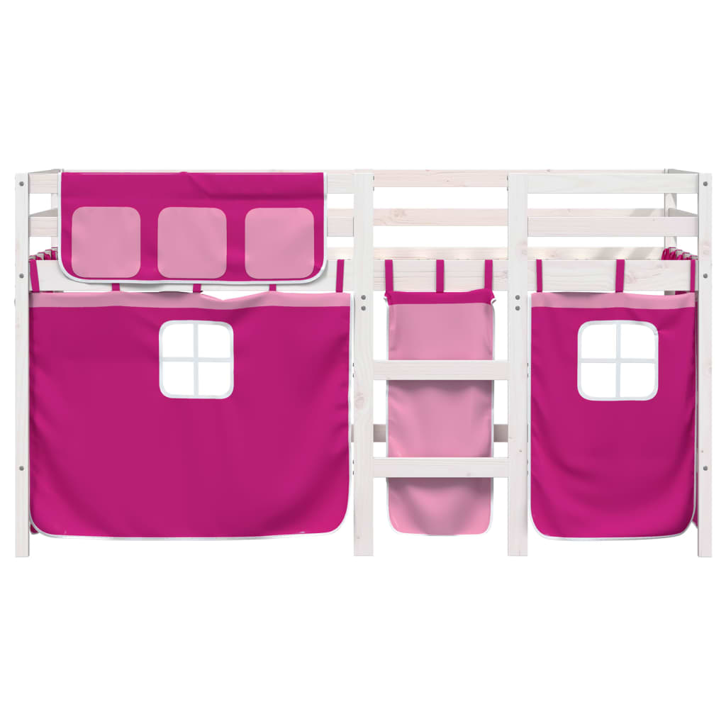 Kids' Loft Bed with Curtains without Mattress Pink 80x200 cm