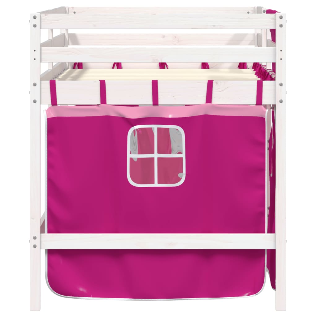 Kids' Loft Bed with Curtains without Mattress Pink 80x200 cm