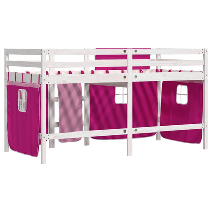 Kids' Loft Bed with Curtains without Mattress Pink 80x200 cm