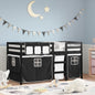 Kids' Loft Bed with Curtains without Mattress White&Black 80x200 cm