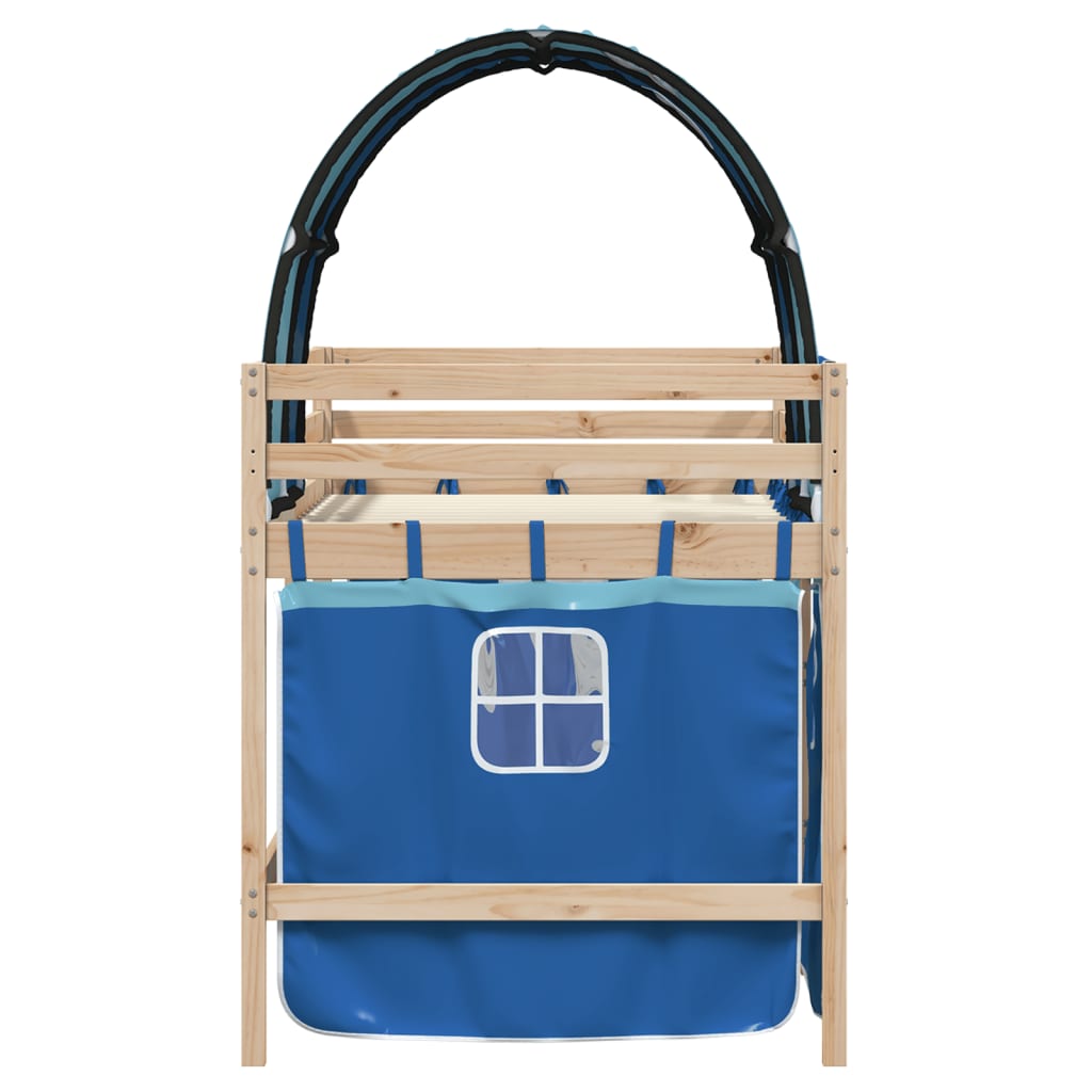 Kids' Loft Bed with Tunnel without Mattress Blue 80x200 cm