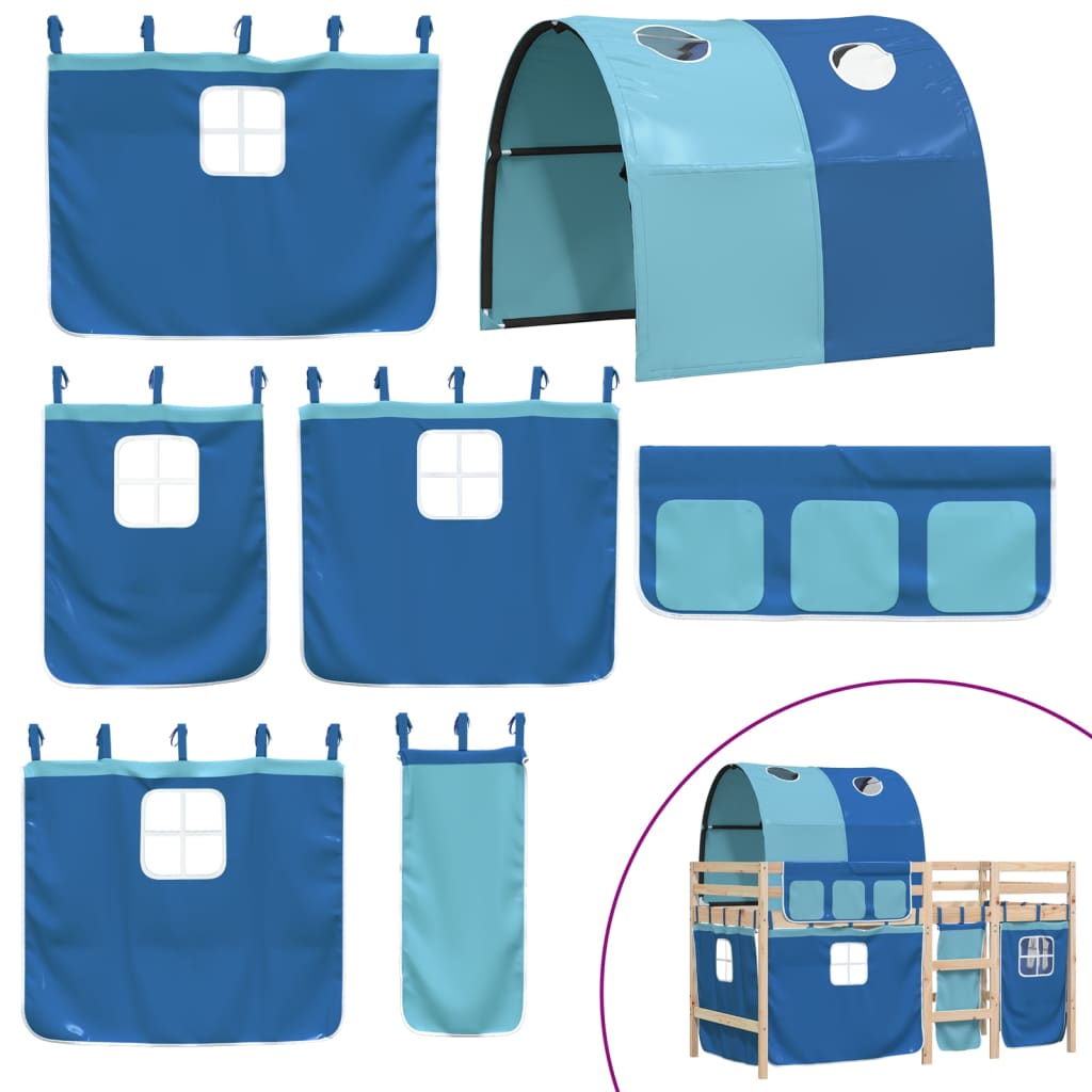 Kids' Loft Bed with Tunnel without Mattress Blue 80x200 cm