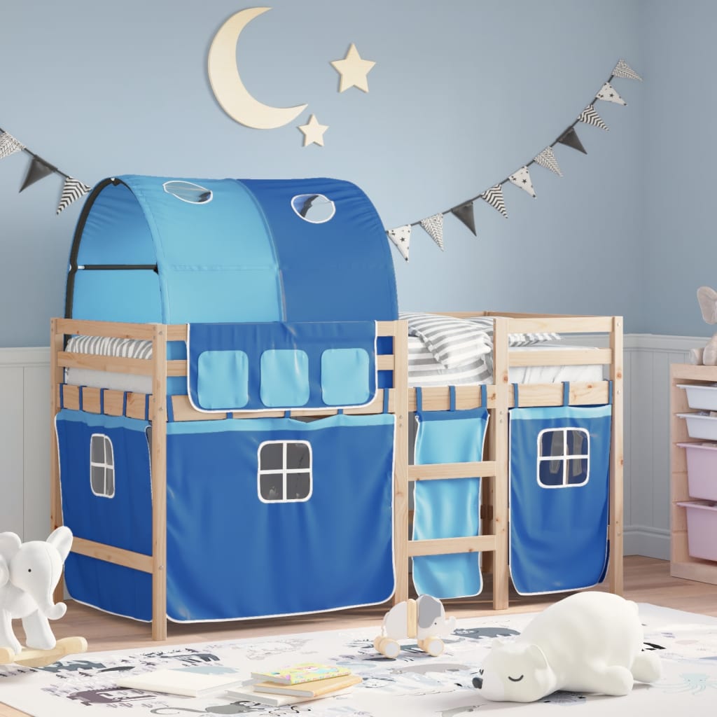 Kids' Loft Bed with Tunnel without Mattress Blue 80x200 cm