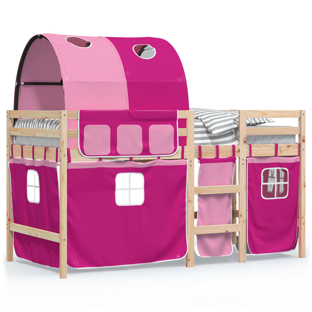 Kids' Loft Bed with Tunnel without Mattress Pink 80x200 cm