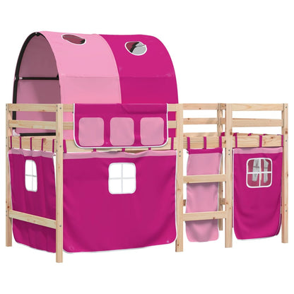 Kids' Loft Bed with Tunnel without Mattress Pink 80x200 cm