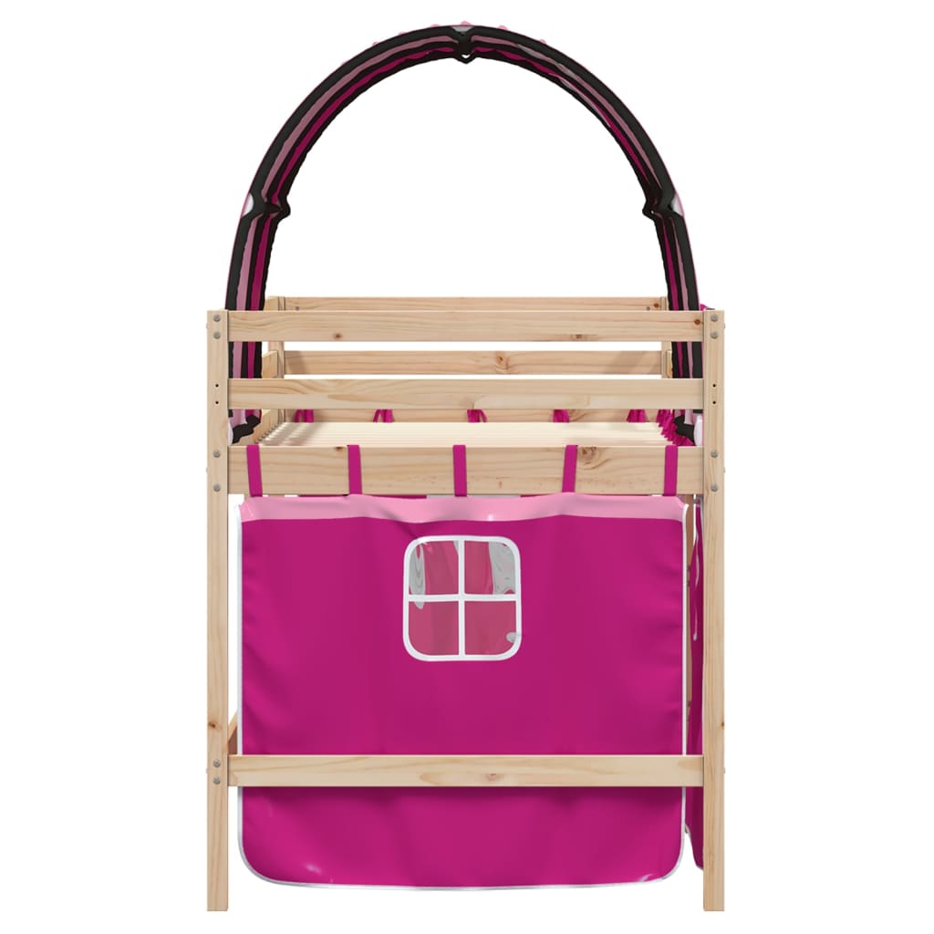 Kids' Loft Bed with Tunnel without Mattress Pink 80x200 cm