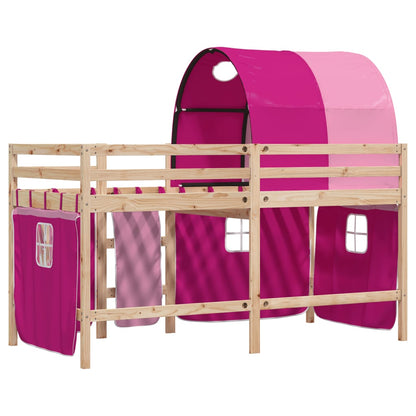 Kids' Loft Bed with Tunnel without Mattress Pink 80x200 cm