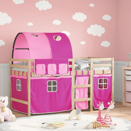 Kids' Loft Bed with Tunnel without Mattress Pink 80x200 cm