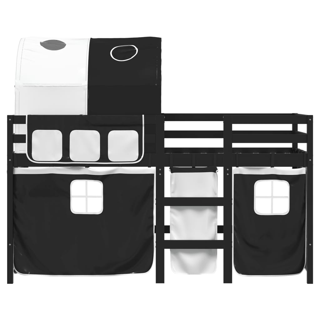 Kids' Loft Bed with Tunnel without Mattress White&Black 80x200 cm