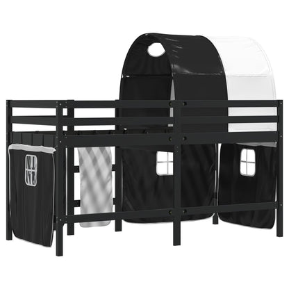 Kids' Loft Bed with Tunnel without Mattress White&Black 80x200 cm