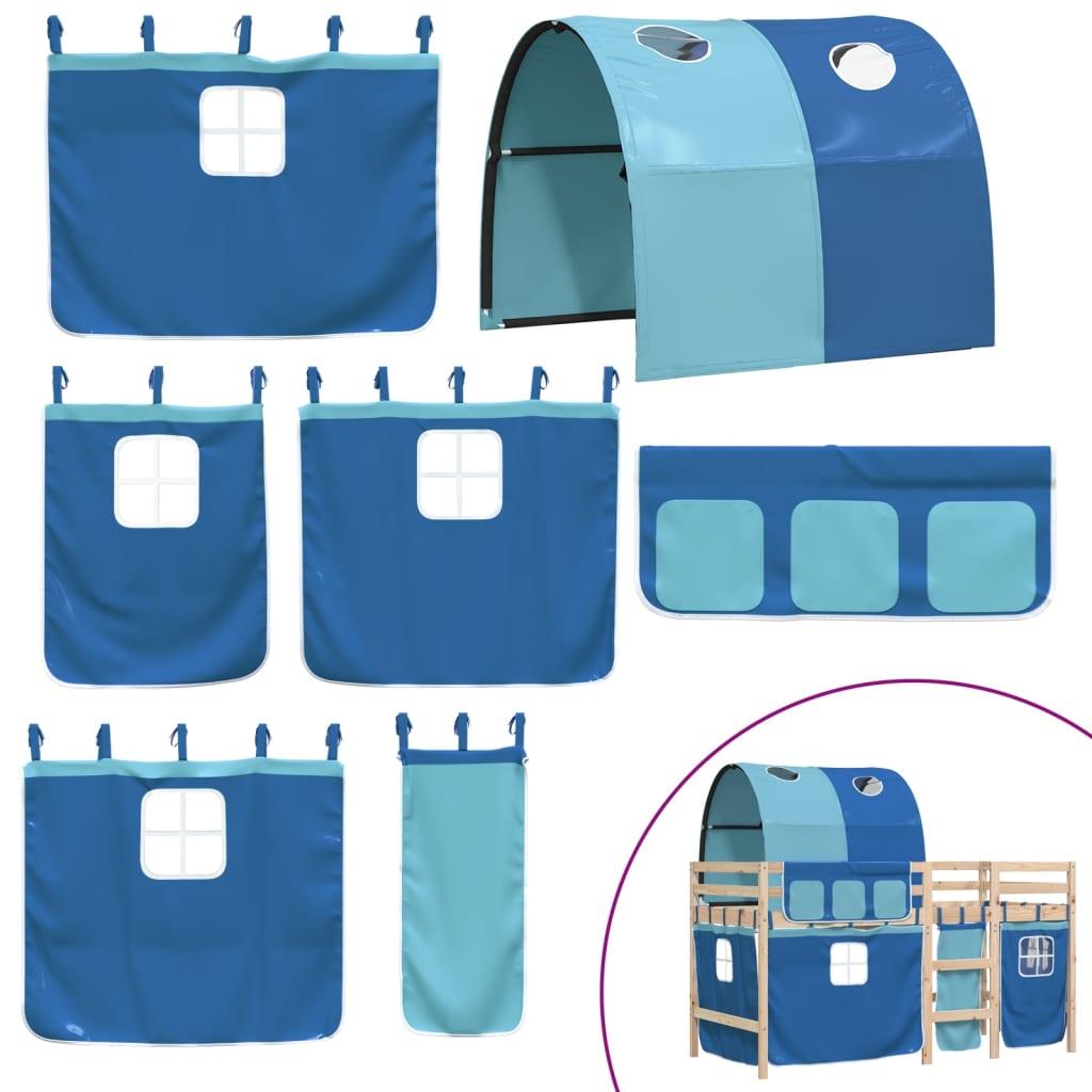 Kids' Loft Bed with Tunnel without Mattress Blue 90x200 cm