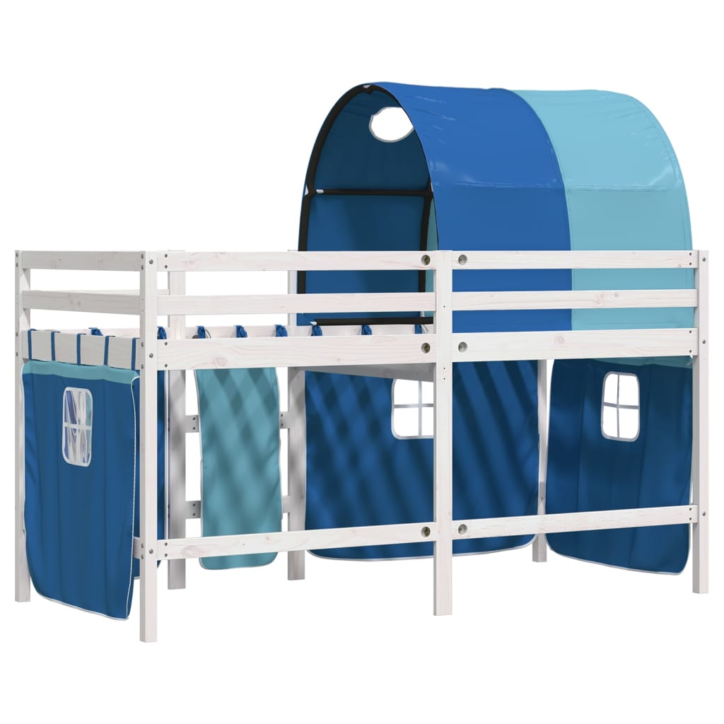 Kids' Loft Bed with Tunnel without Mattress Blue 90x200 cm