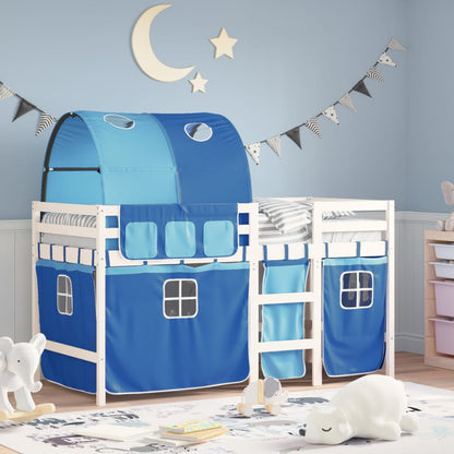 Kids' Loft Bed with Tunnel without Mattress Blue 90x200 cm