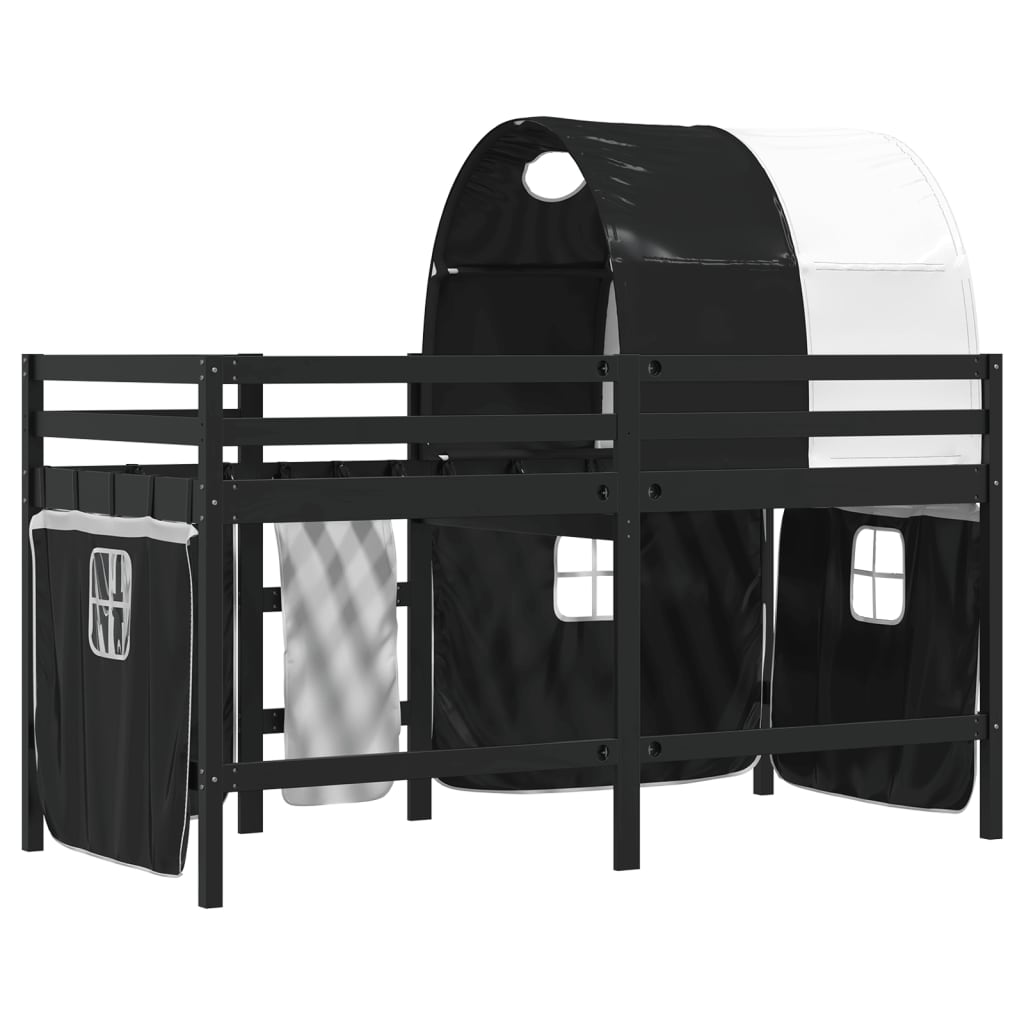 Kids' Loft Bed with Tunnel without Mattress White&Black 90x200 cm