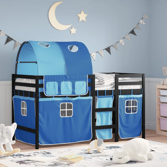 Kids' Loft Bed with Tunnel without Mattress Blue 90x190 cm Single