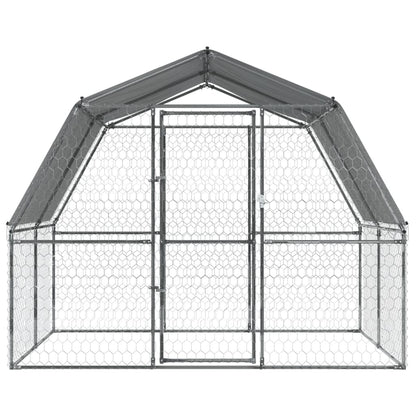 Dog Cages 2 pcs with Roof and Door Silver Galvanised Steel