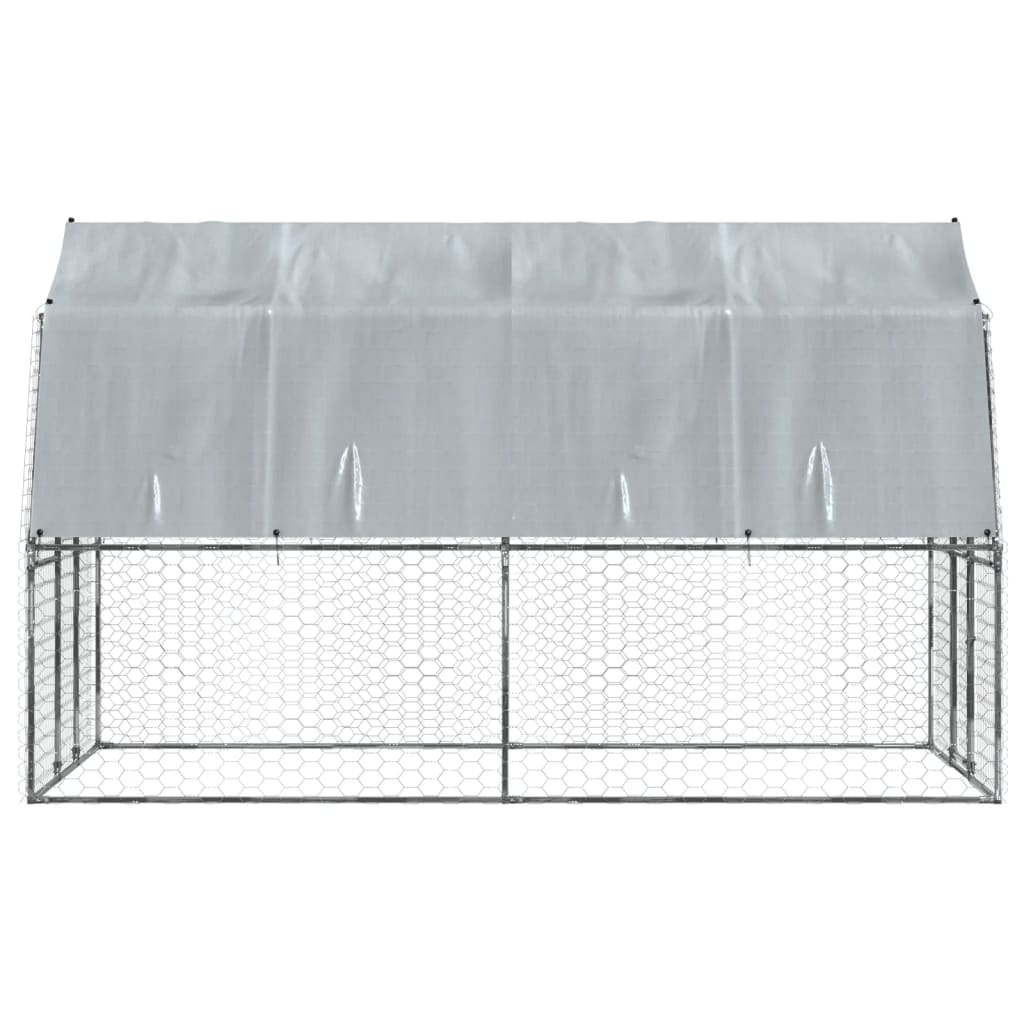 Dog Cages 2 pcs with Roof and Door Silver Galvanised Steel