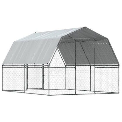 Dog Cages 2 pcs with Roof and Door Silver Galvanised Steel