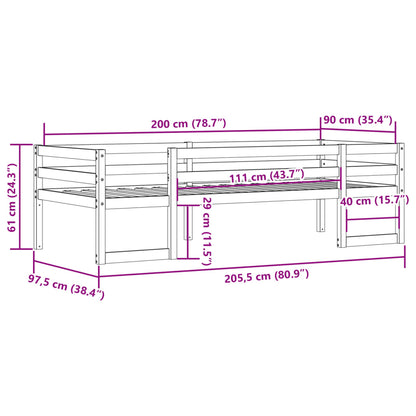 Kids' Bed Frame without Mattress 90x200 cm Solid Wood Pine