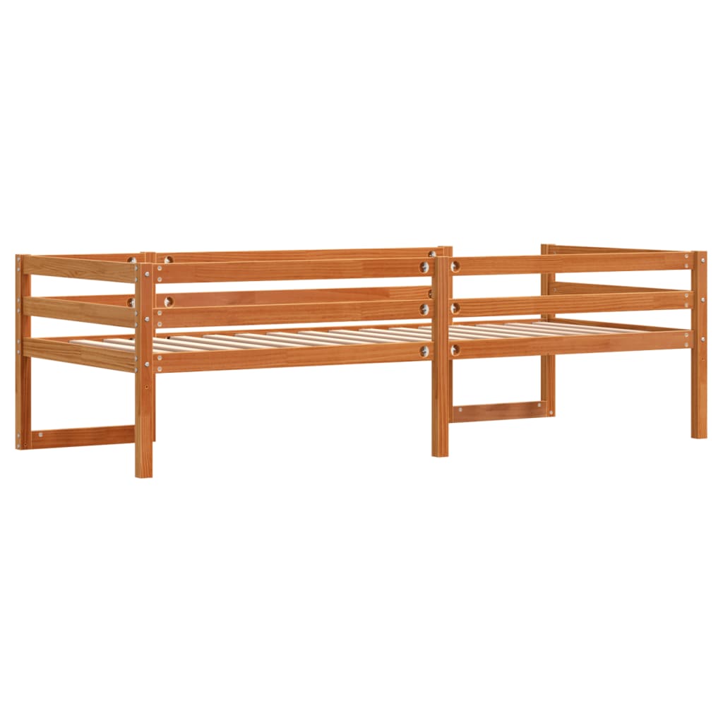 Kids' Bed Frame Wax Brown 90x200 cm Solid Wood Pine