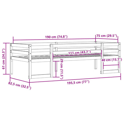 Kids' Bed Frame White 75x190 cm Solid Wood Pine