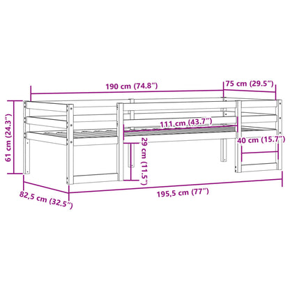 Kids' Bed Frame without Mattress Wax Brown 75x190 cm Small Single