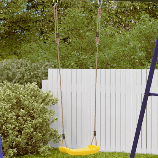 Outdoor Swing Seat for Kids Single with Adjustable Rope Yellow