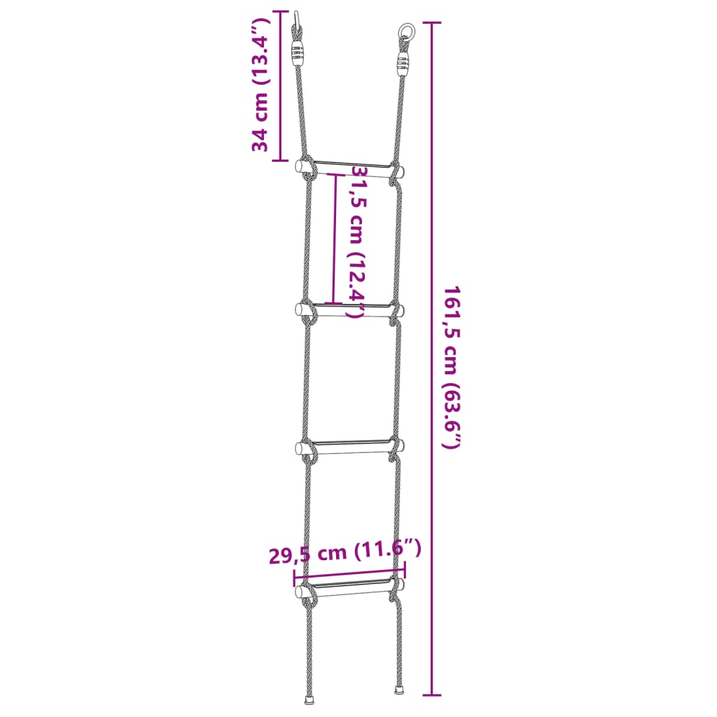 Rope Ladder for Kids with 4 Rungs Multicolour