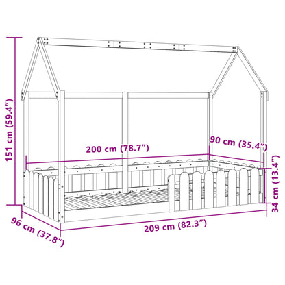 Kids' House Bed Frame 90x200 cm Solid Wood Pine