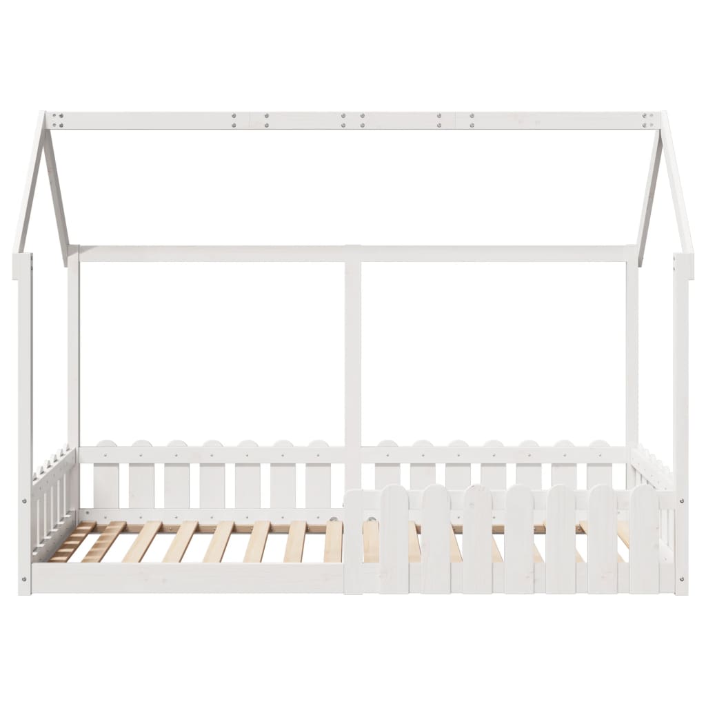 Kids' House Bed Frame White 90x200 cm Solid Wood Pine