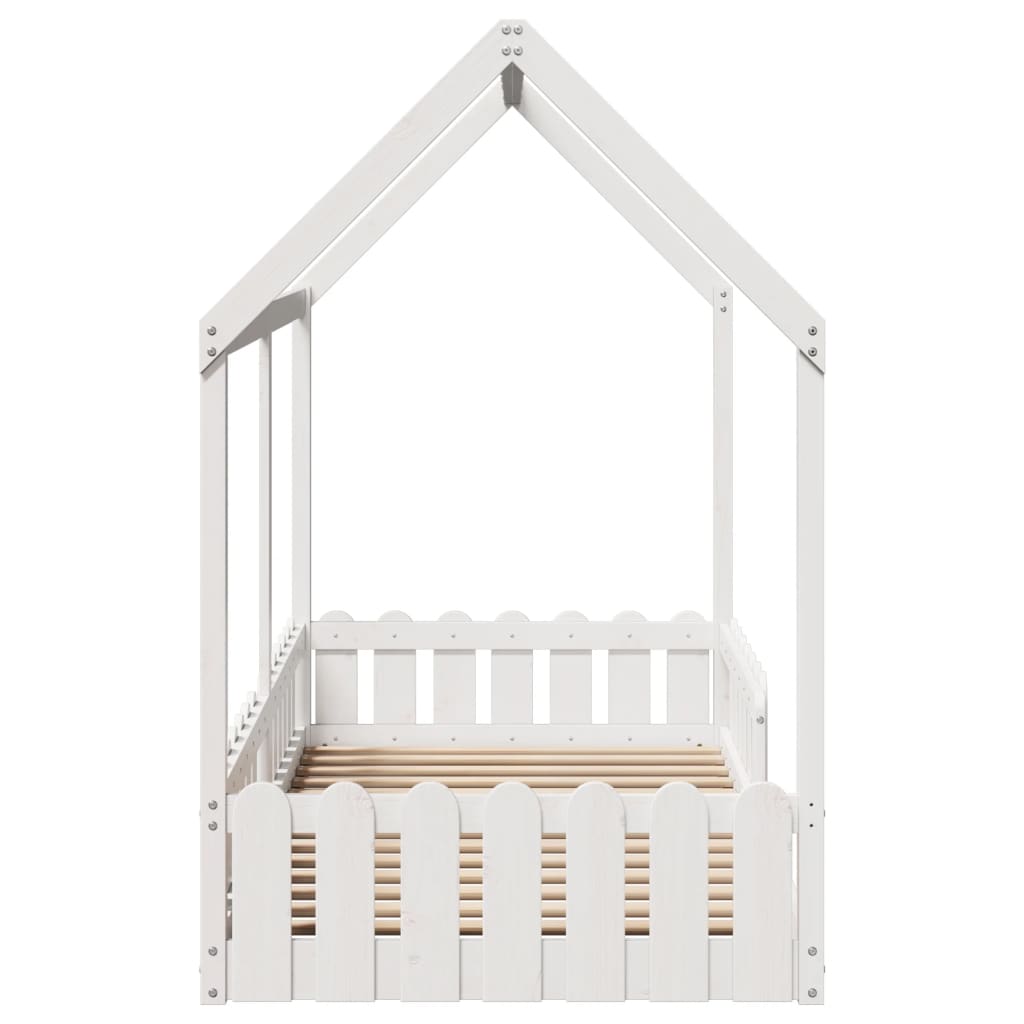 Kids' House Bed Frame White 90x200 cm Solid Wood Pine