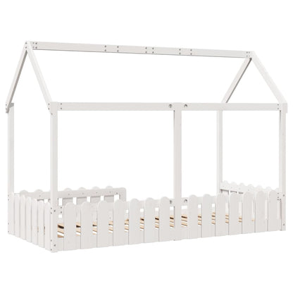 Kids' House Bed Frame White 90x200 cm Solid Wood Pine