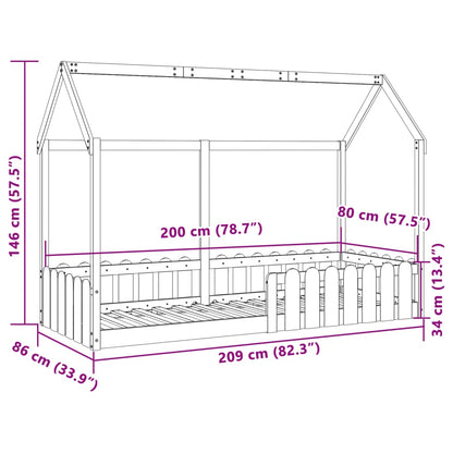 Kids' House Bed Frame 80x200 cm Solid Wood Pine