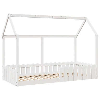 Kids' House Bed Frame White 90x190 cm Solid Wood Pine