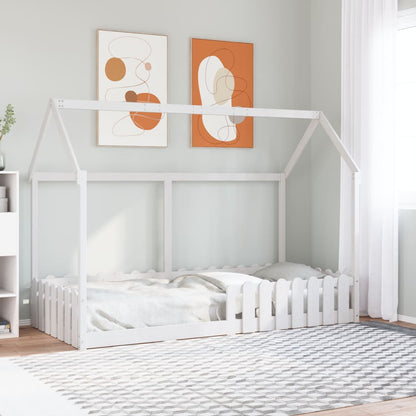 Kids' House Bed Frame White 90x190 cm Solid Wood Pine