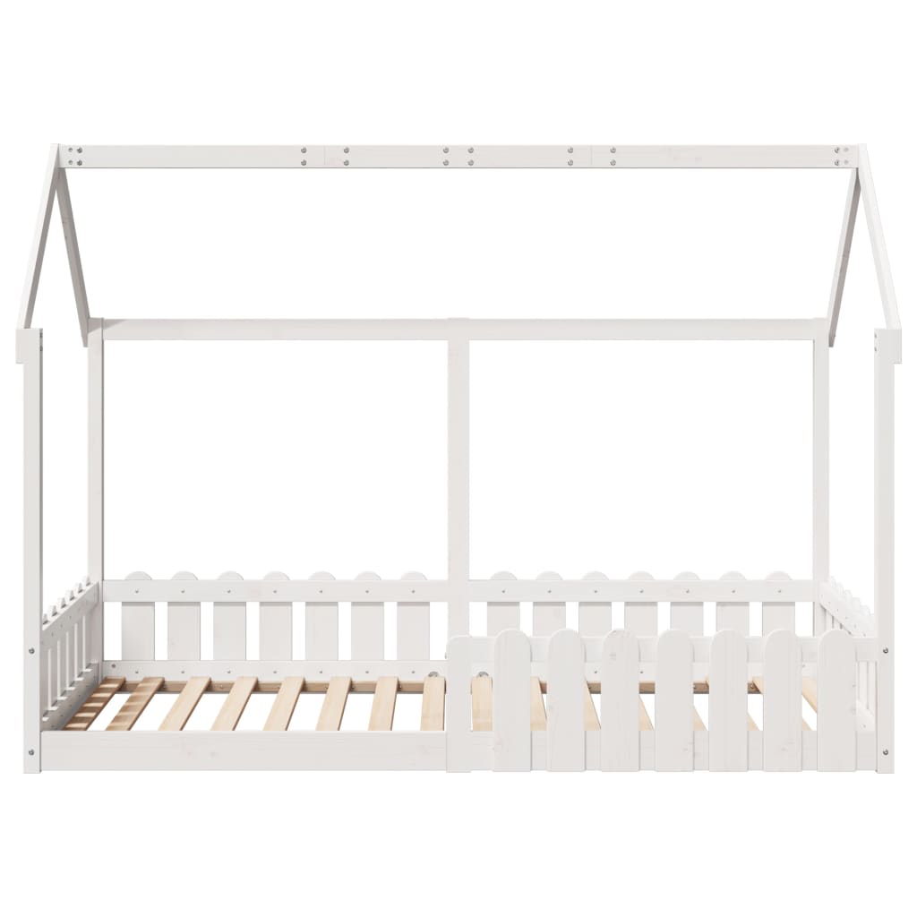 Kids' House Bed Frame White 90x190 cm Solid Wood Pine