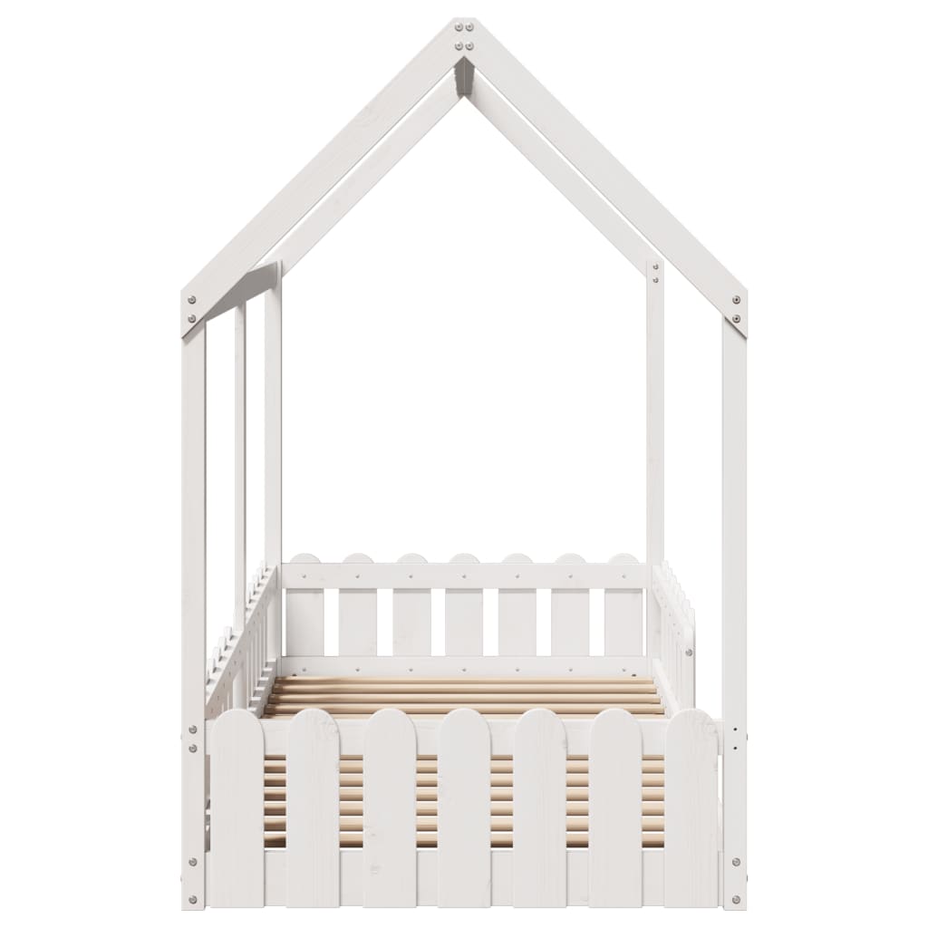 Kids' House Bed Frame White 90x190 cm Solid Wood Pine