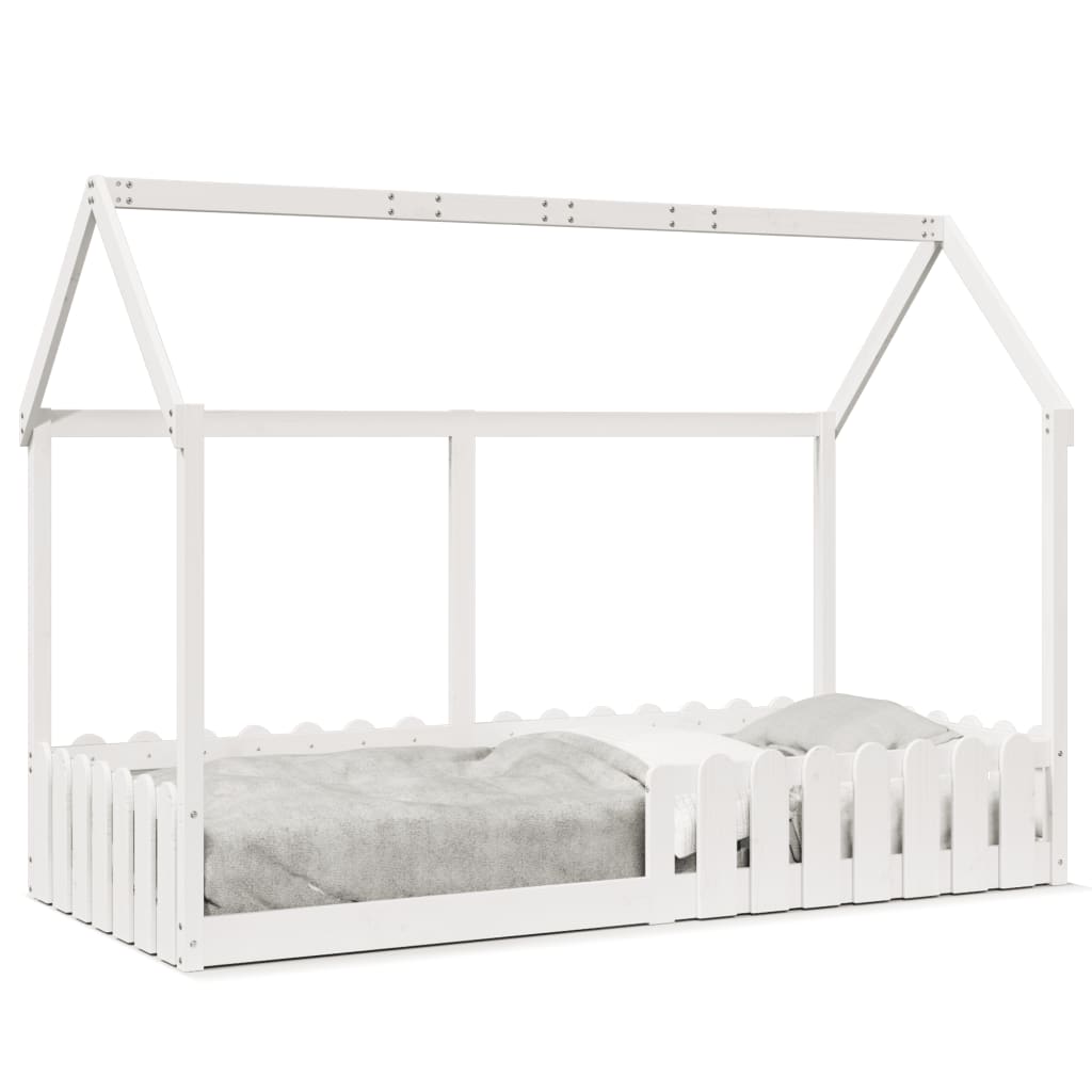 Kids' House Bed Frame White 90x190 cm Solid Wood Pine