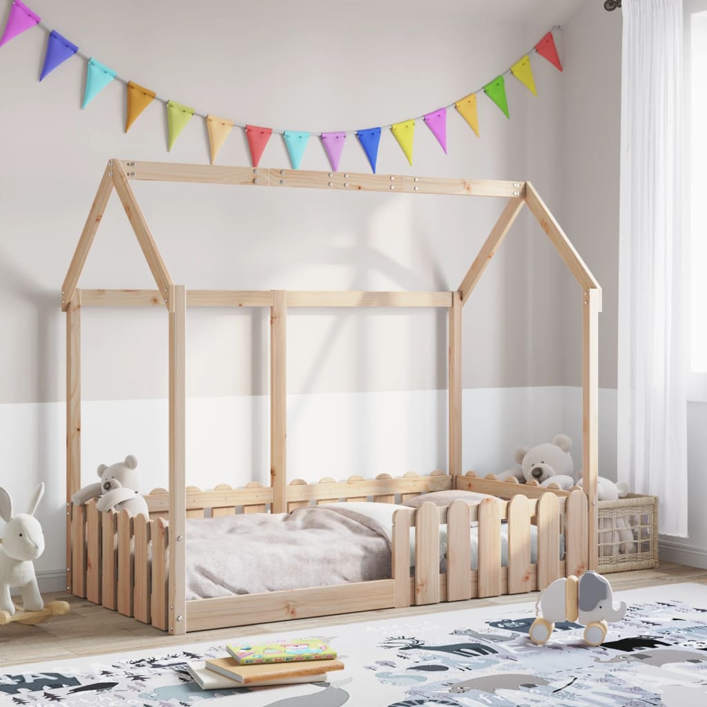 Kids' House Bed Frame 80x160 cm Solid Wood Pine