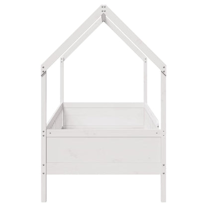 Kids' House Bed Frame White 90x200 cm Solid Wood Pine