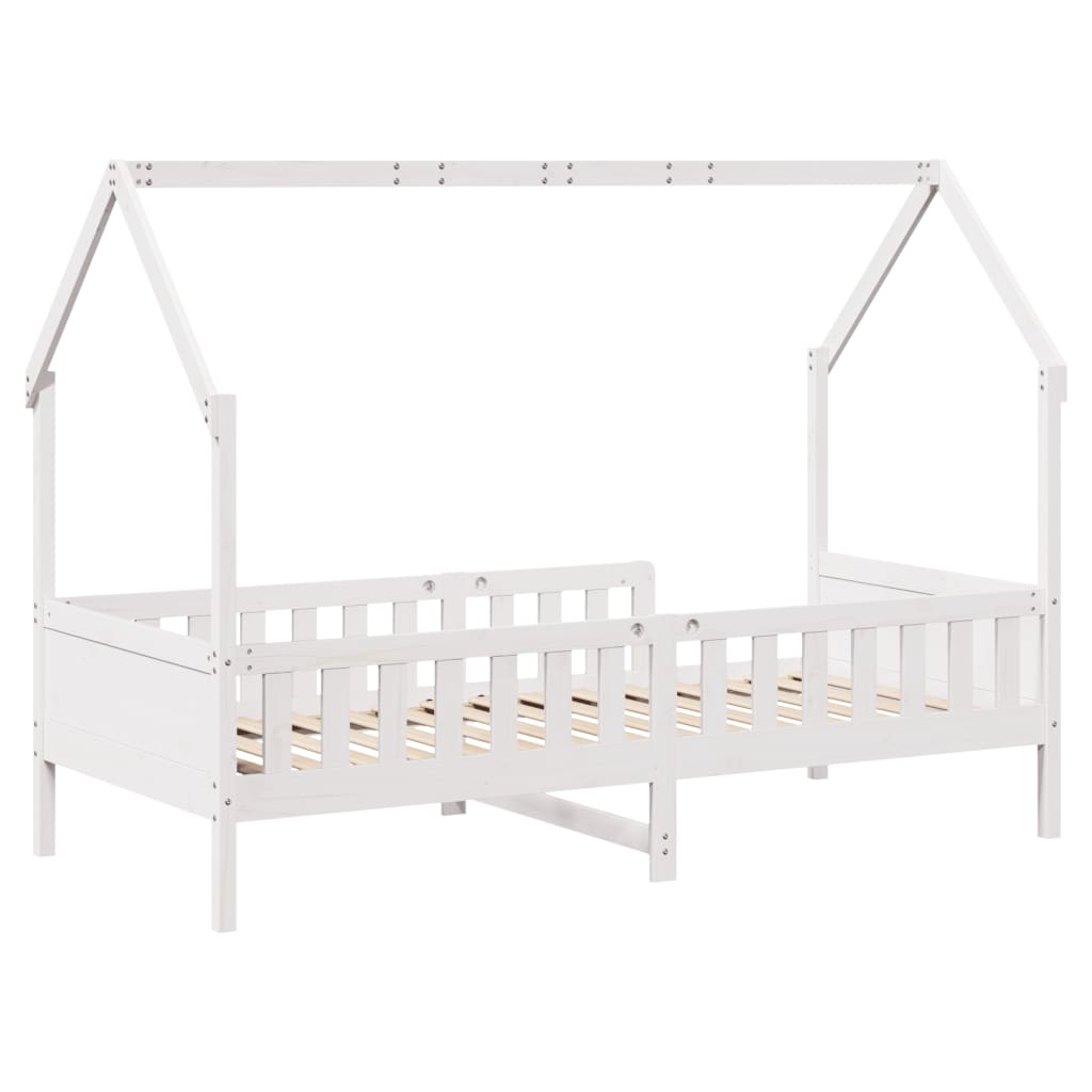 Kids' House Bed Frame White 90x200 cm Solid Wood Pine