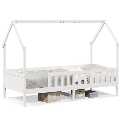 Kids' House Bed Frame White 80x200 cm Solid Wood Pine