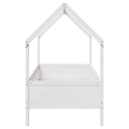 Kids' House Bed Frame White 80x200 cm Solid Wood Pine