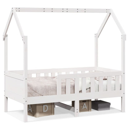 Kids' House Bed Frame White 80x160 cm Solid Wood Pine