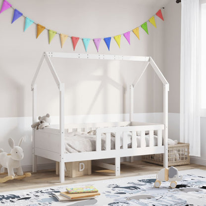 Kids' House Bed Frame White 80x160 cm Solid Wood Pine