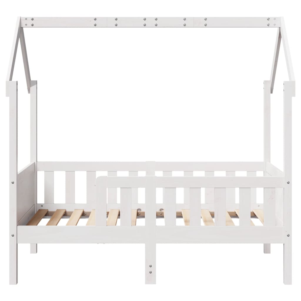 Kids' House Bed Frame White 80x160 cm Solid Wood Pine